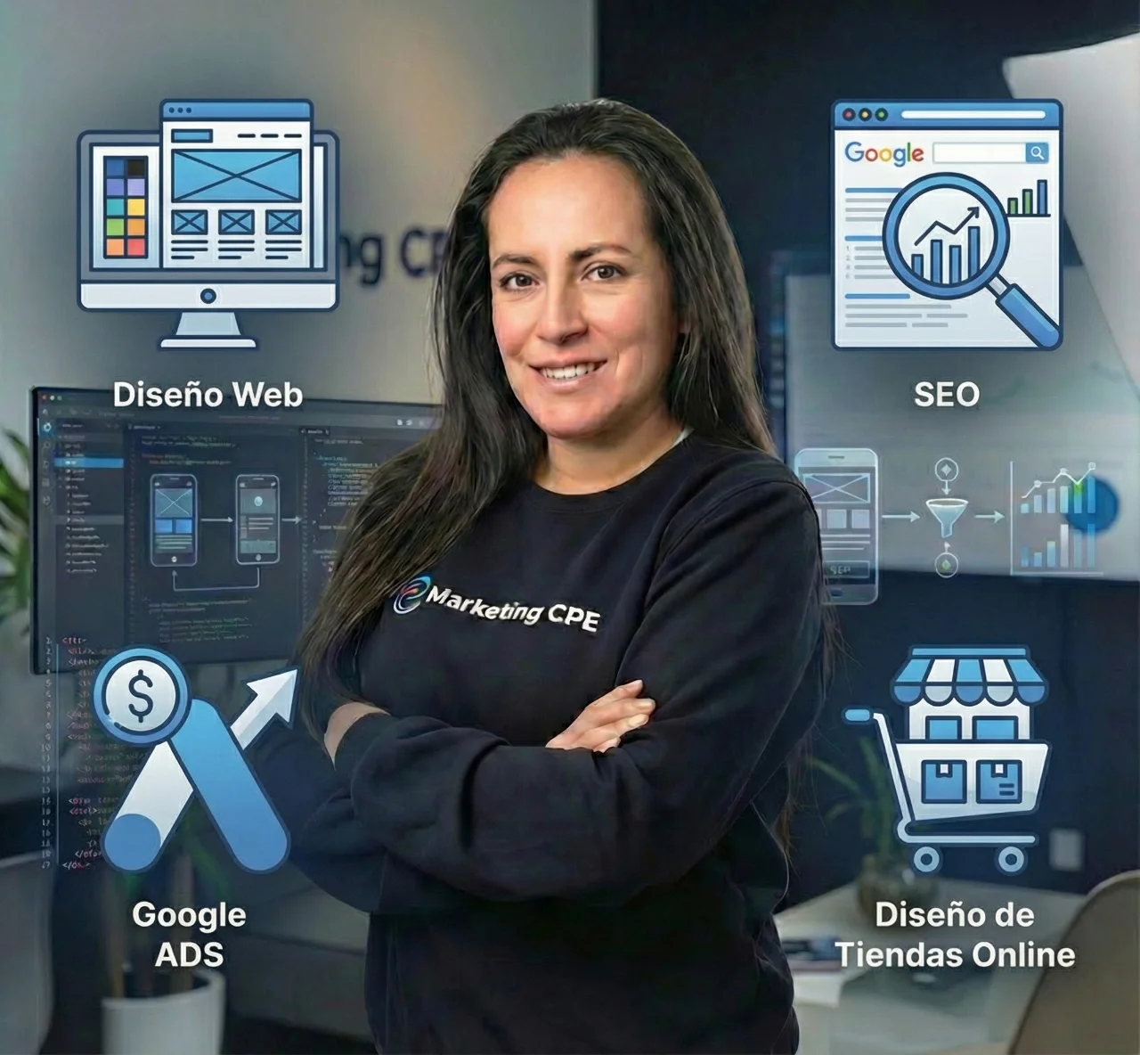 Servicios de marketing digital de Marketing CPE: SEO, Google Ads, diseño web y posicionamiento en IA para empresas en Bogotá